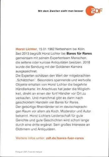 Ak Moderator Horst Lichter, Portrait, Autogramm
