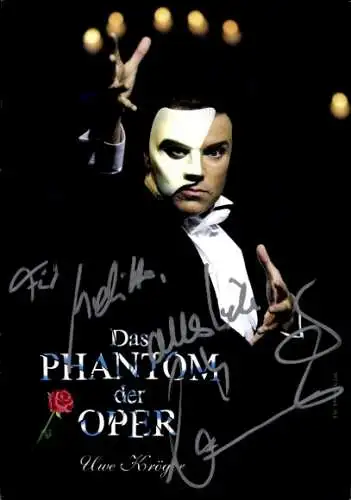 Ak Musicaldarsteller Uwe Kröger, Portrait, Das Phantom der Oper, Autogramm