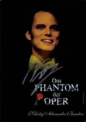 Ak Musicaldarsteller Nikolaj Alexander Brucker, Portrait, Das Phantom der Oper, Autogramm