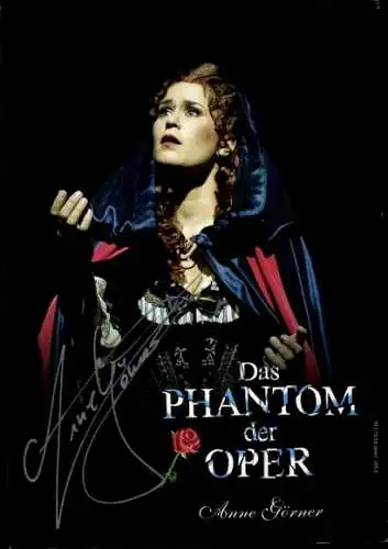 Ak Musicaldarstellerin Anne Görner, Portrait, Das Phantom der Oper, Autogramm