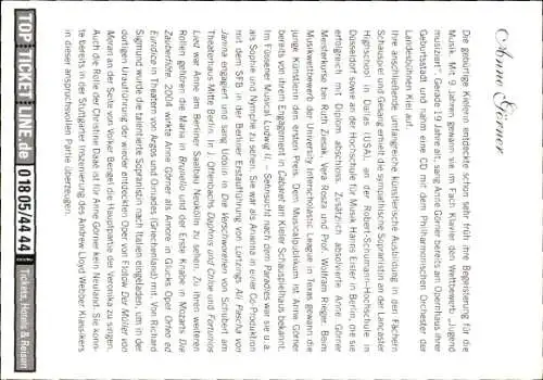 Ak Musicaldarstellerin Anne Görner, Portrait, Das Phantom der Oper, Autogramm