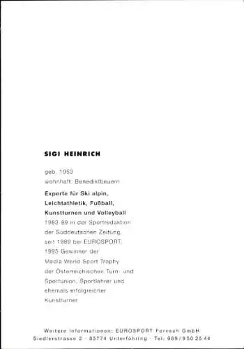 Ak Sportreporter Sigi Heinrich, Portrait, Autogramm