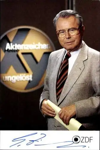 Ak Moderator Eduard Zimmermann, Portrait, Autogramm,  Aktenzeichen XY ungelöst