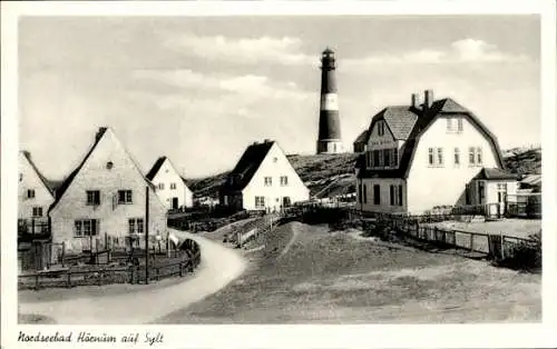 Ak Hörnum auf Sylt Nordfriesland, Teilansicht mit Leuchtturm