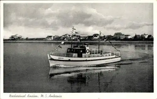 Ak Insel Amrum in Nordfriesland, M. S. Ambronia, Passagierschiff