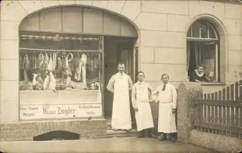 Foto Ak Nürnberg, Metzgerei Heinrich Ziegler, Zillerstraße 15, Schaufenster