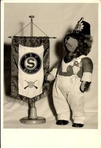 Foto Banner PSV Berlin, Polizei-Schützen-Verein, Schießabteilung, Teddybär in Polizeiuniform