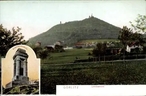 Ak Görlitz in der Lausitz, Landeskrone, Bismarcksäule