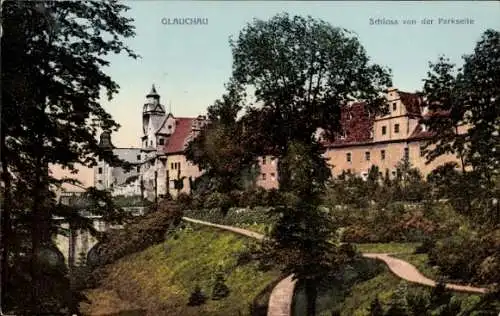 Ak Glauchau in Sachsen, Schloss von der Parkseite aus