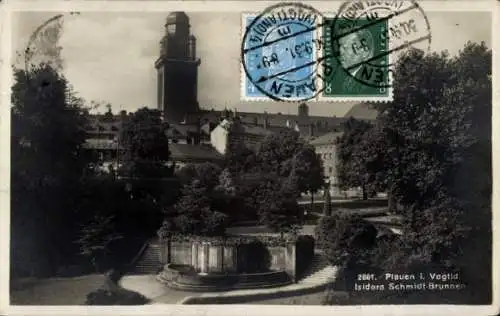 Ak Plauen im Vogtland, Isidora Schmidt Brunnen