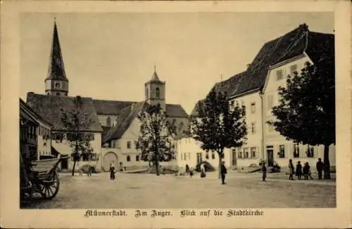 Ak Münnerstadt in Unterfranken Bayern, Am Anger, Stadtkirche