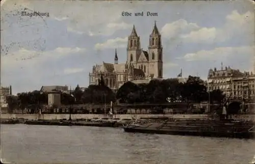 Ak Magdeburg an der Elbe, Teilansicht, Dom