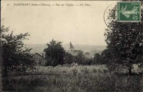 Ak Dampmart Seine et Marne, Vue sur l'Eglise