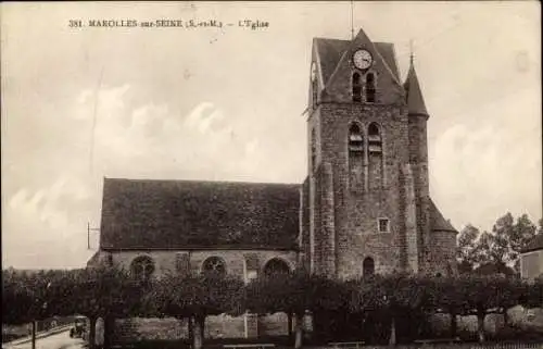 Ak Marolles sur Seine Seine-et-Marne, Kirche