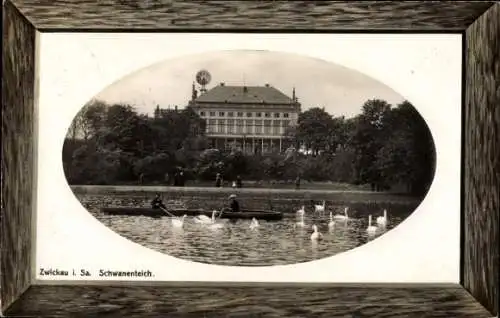 Präge Passepartout Ak Zwickau in Sachsen, Schwanenteich