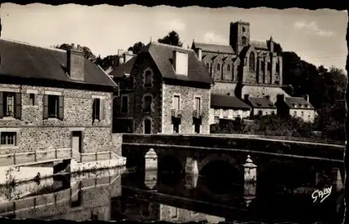 Ak Lamballe Côtes d’Armor, Kirche Notre-Dame, Pont de Colmette sur le Gouessant