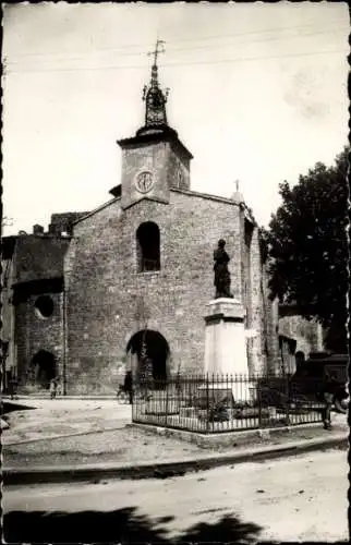 Ak Salernes Var, Place de la Republique, Denkmal