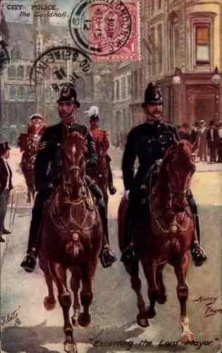 Künstler Ak Payne, Harry, London City, City Police, Guildhall, Escorting Lord Mayor, Tuck 9824