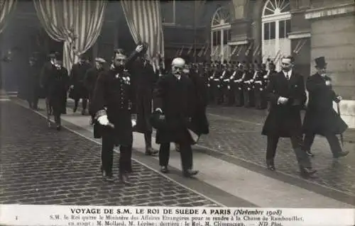 Ak Paris, König Gustav V. von Schweden, Staatsbesuch, November 1908