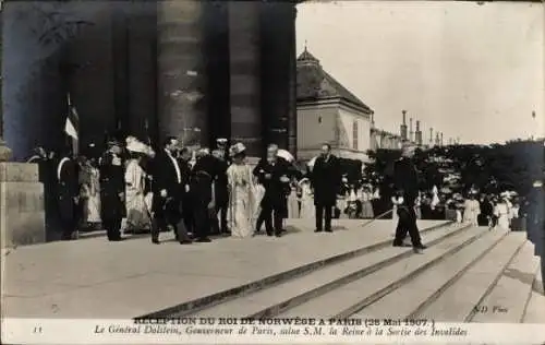 Ak Paris, Empfang König Haakon VII. von Norwegen, Staatsbesuch, 29. Mai 1907, General Dalstein