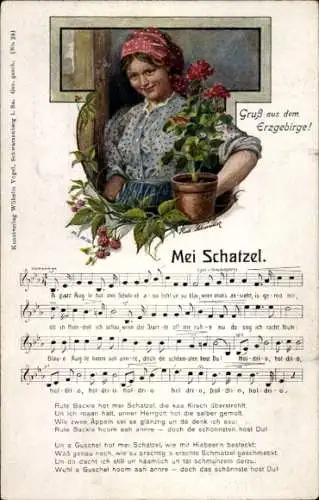 Lied Künstler Ak Schneider, Rud., Mei Schatzel, Erzgebirge, Wilhelm Vogel