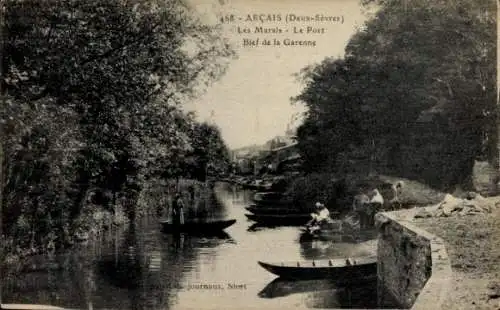 Ak Arçais Deux-Sèvres, Les Marais, Le Port, Bief de la Garenne