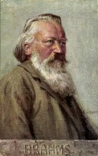 Künstler Ak Eichhorn, Komponist Johannes Brahms, Portrait