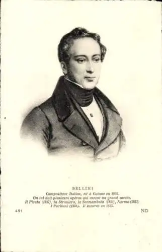 Ak Komponist Vincenzo Bellini, Portrait