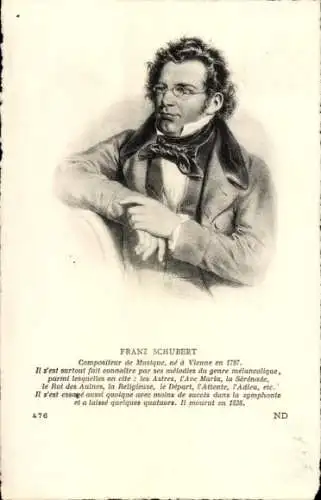 Ak Österr. Komponist Franz Schubert, Portrait