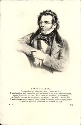 Ak Österr. Komponist Franz Schubert, Portrait