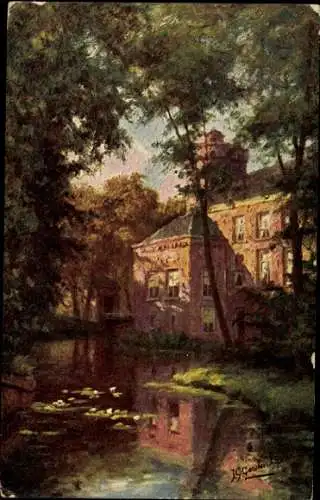 Künstler Ak Gerstenhauer, J. G., niederländisches Motiv, Wasserschloss