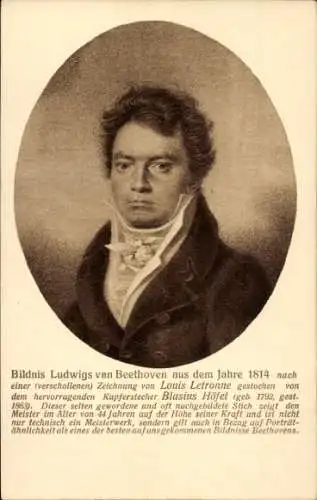 Künstler Ak Letronne, Louis, Komponist Ludwig van Beethoven im Jahr 1814, Portrait