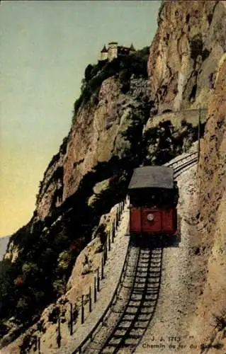 Ak Salève Haute Savoie, Bergbahn in Fahrt