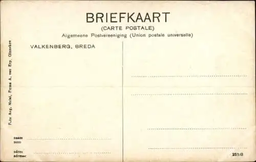 Ak Breda Nordbrabant Niederlande, Eine kolorierte Postkarte mit Bäumen, einem Weg und einer La...