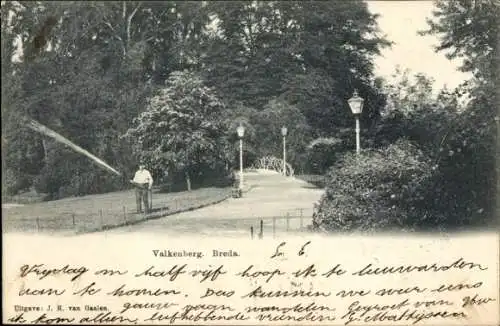 Ak Bavel Breda Nordbrabant Niederlande, Park mit zwei Wegen, rechts ein paar Laternen, links e...