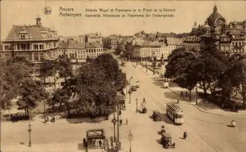 Ak Anvers Antwerpen Flandern, Freiheitsplatz, Straßenbahn