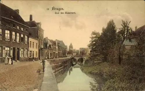 Ak Bruges Brügge Flandern Westflandern, Quai des Ménétriers