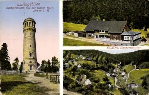 Ak Euldörfel Schwarzwasser Eulengebirge Schlesien, Entenbaude, Bismarckturm