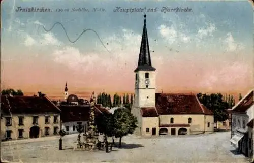 Ak Traiskirchen Niederösterreich, Hauptplatz, Pfarrkirche