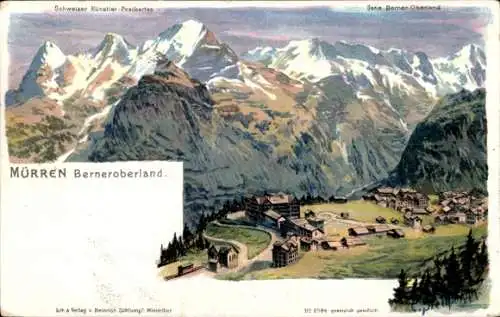 Künstler Litho Mürren Kanton Bern Schweiz, Gesamtansicht