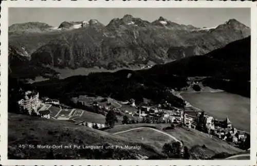 Ak Sankt Moritz Kanton Graubünden, Gesamtansicht, Piz Languard, Piz Muraigi