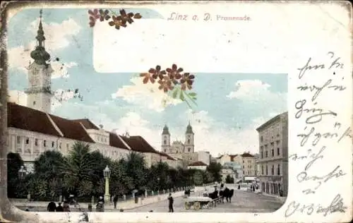 Ak Linz an der Donau Oberösterreich, Promenade