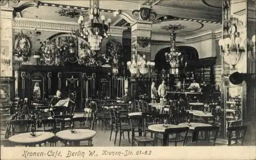 Ak Berlin Mitte, Kronen Café, Innenansicht, Kronen-Str. 61-63