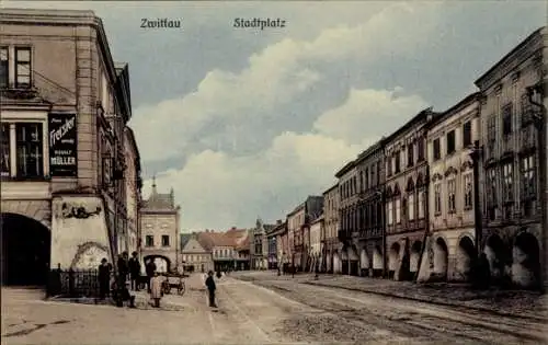 Ak Svitavy Zwittau Region Pardubice, Stadtplatz