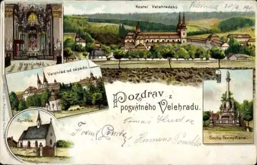 Litho Velehrad Welehrad Region Zlin, Kostel Velehradský, Socha Panny Marie, Cyrillka