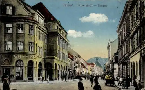 Ak Brașov Brassó Kronstadt Rumänien, Straßenpartie