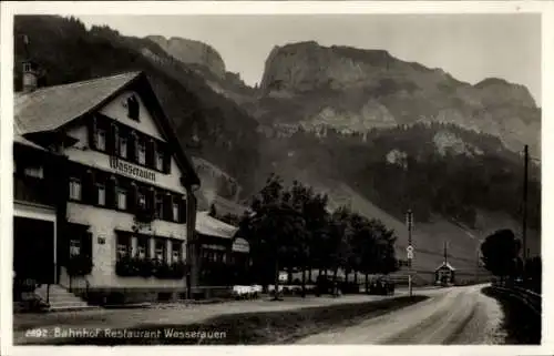 Ak Wasserauen Kt. Appenzell, Bahnhof Restaurant 