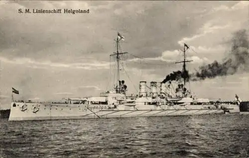 Ak Deutsches Kriegsschiff, SMS Helgoland, Linienschiff, Kaiserliche Marine, GLK