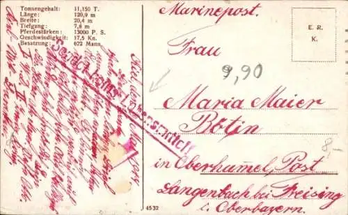 Ak Deutsches Kriegsschiff, S.M.S. Kaiser Friedrich III., Kaiserliche Marine