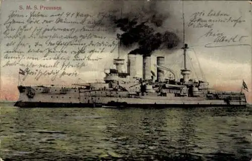 Ak Deutsches Kriegsschiff, S.M.S. Preußen, Kaiserliche Marine